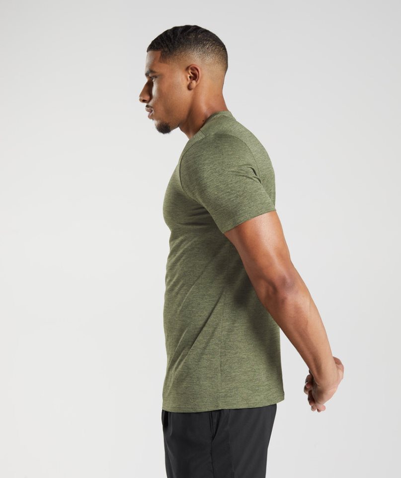 Men's Gymshark Arrival Marl T-Shirts Olive | CA 18035D